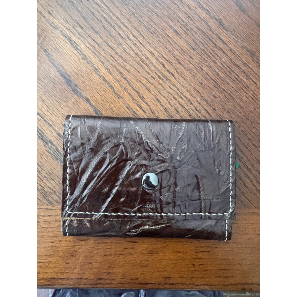 Western Brown Distressed Leather Trifold Wallet with Black Pony Hair Inlay